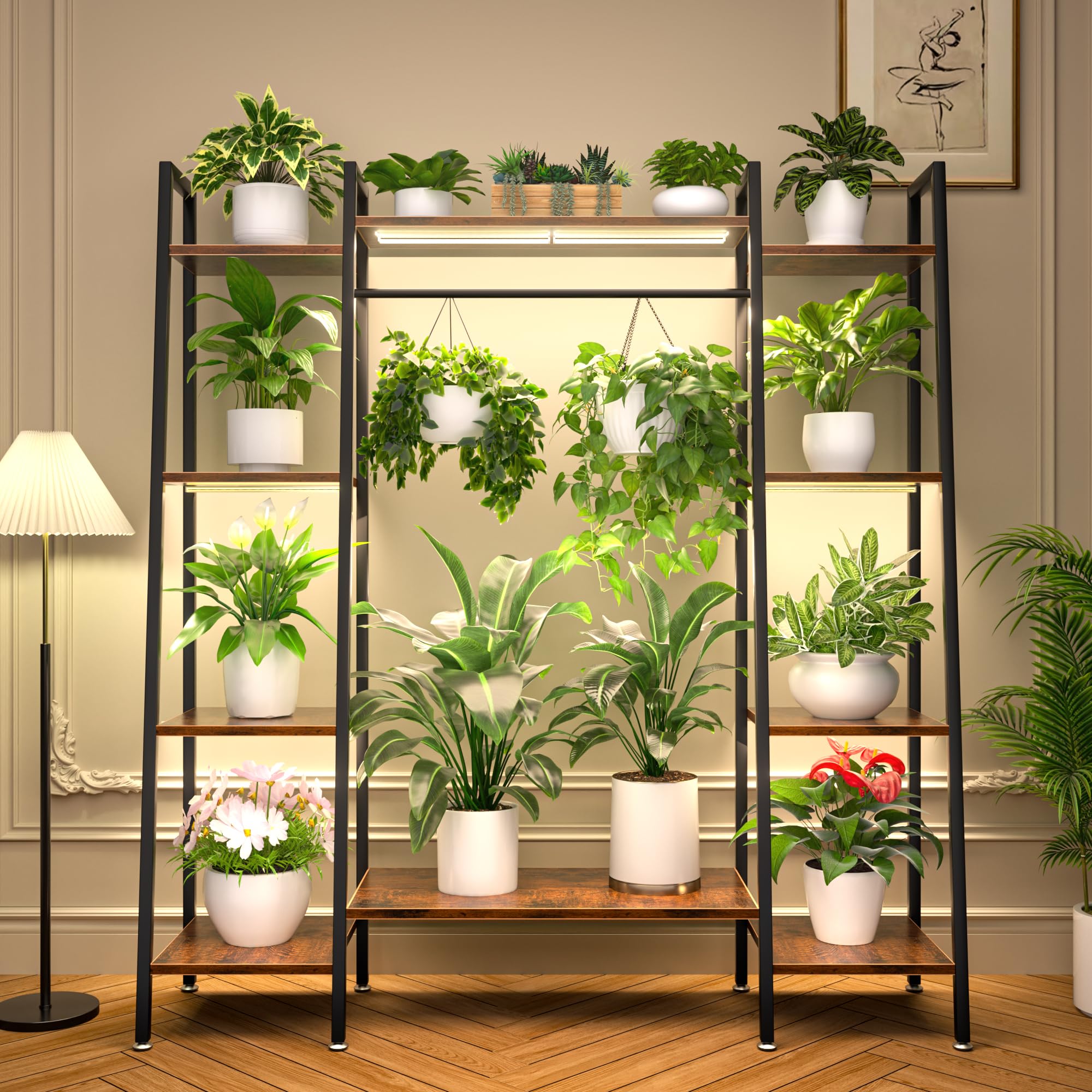 BACEKOLL 55-inch tall plant stand shown in corner for space-saving decor