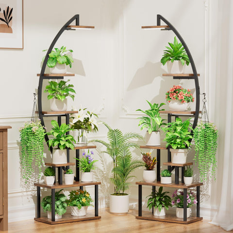 BACEKOLL 7-tier indoor plant shelf displaying multiple pots