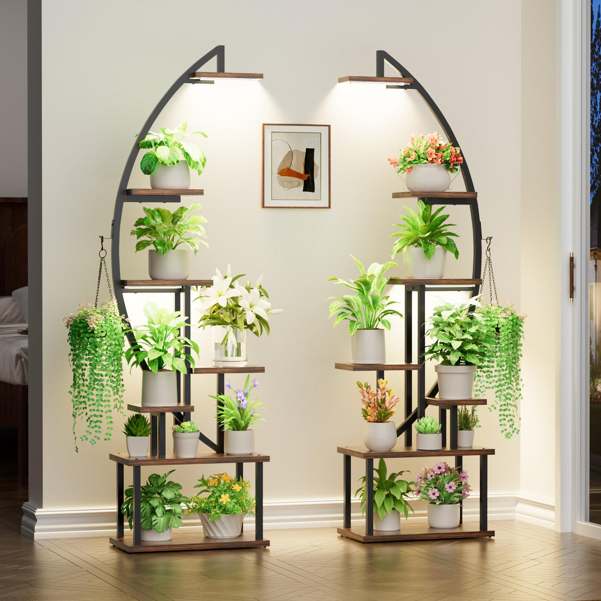 BACEKOLL plant stand with dual-head grow lights for even illumination