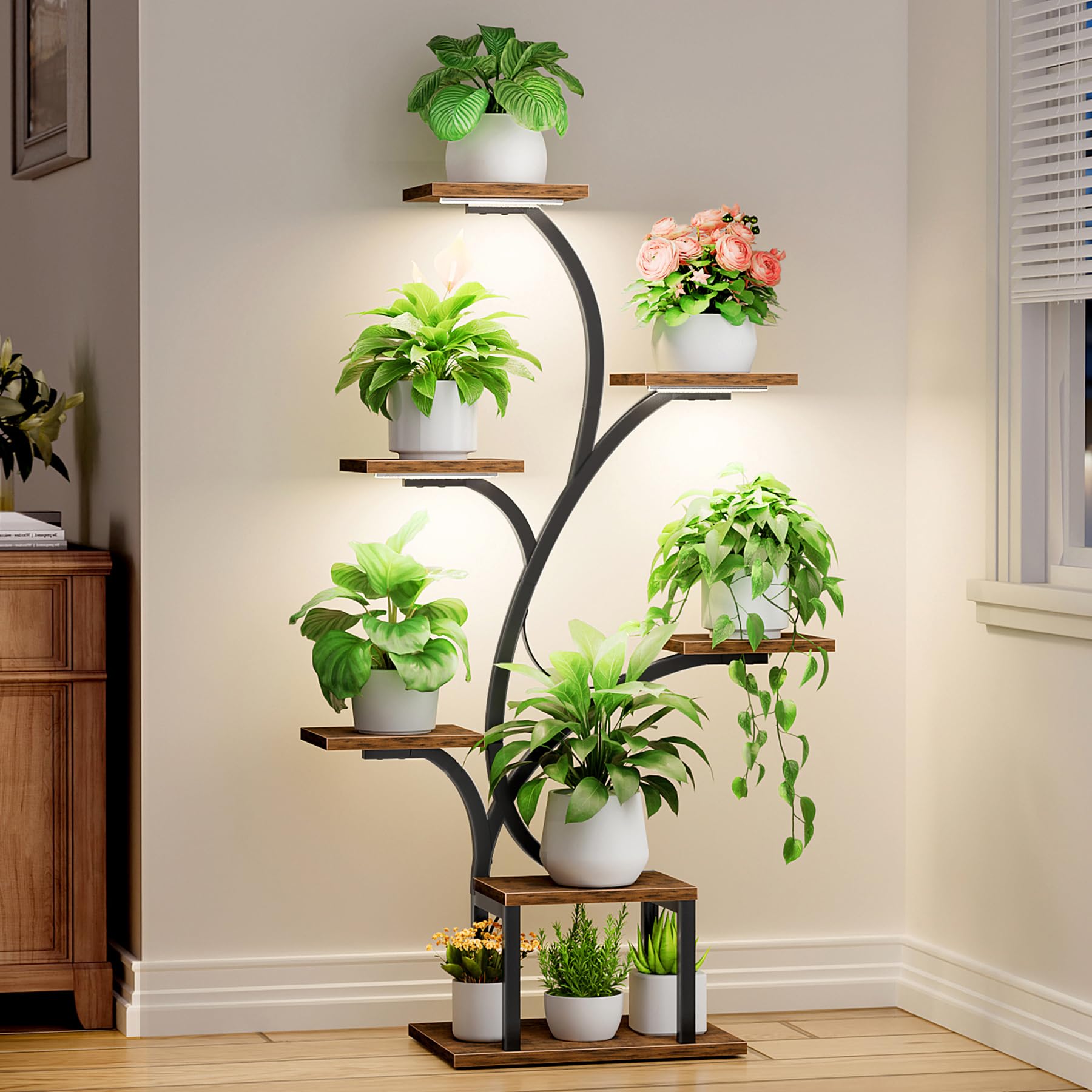 BACEKOLL plant stand with grow light tree design for vibrant indoor greens.