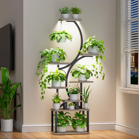 BACEKOLL plant stand with grow lights illuminates all levels for indoor plants.