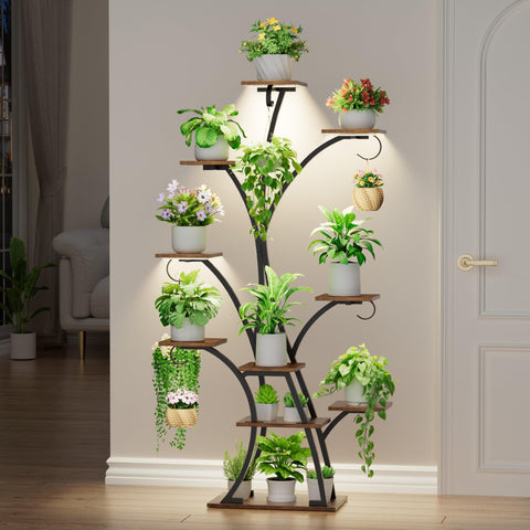 BACEKOLL grow-light plant stand, side view, emphasizing vertical space efficiency.
