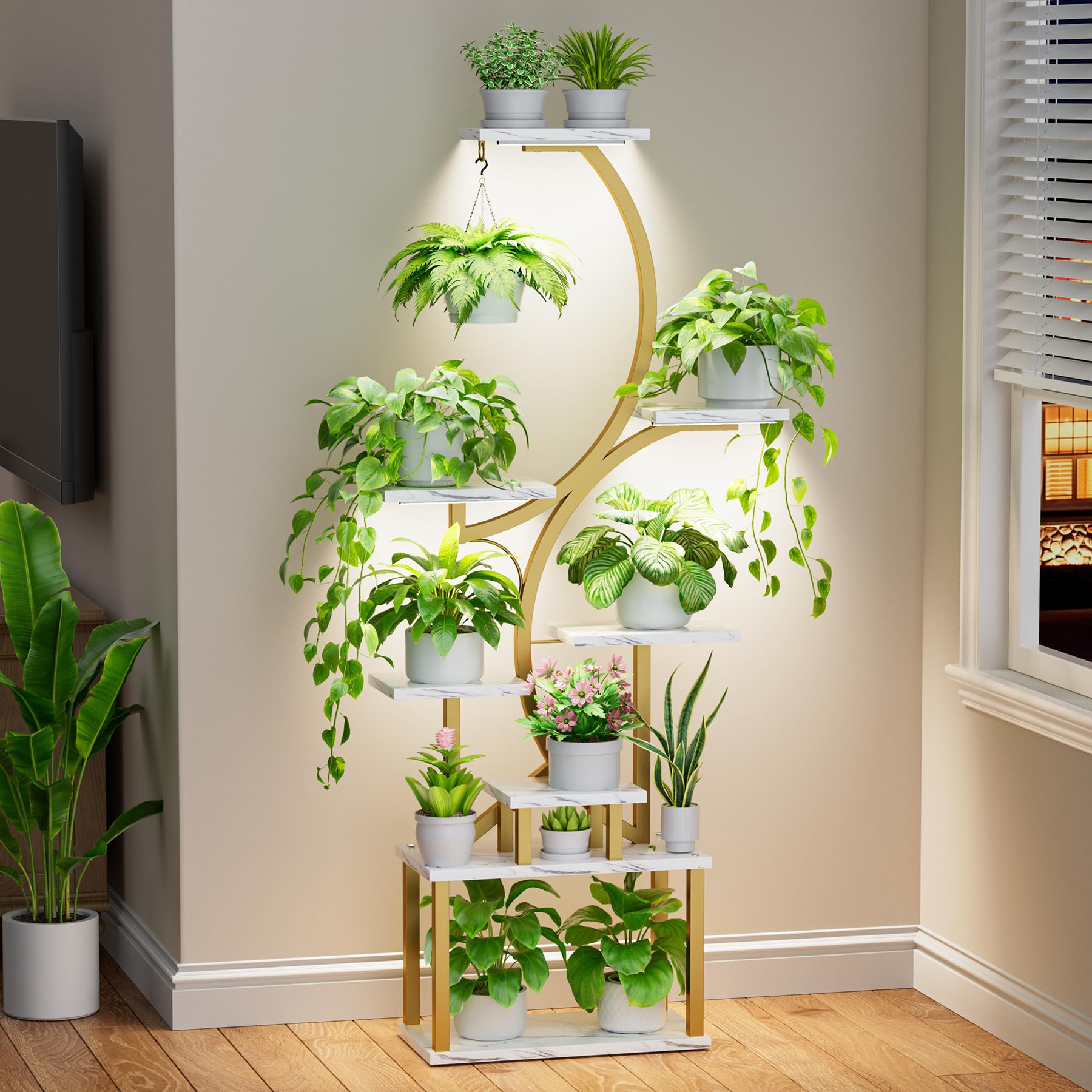 BACEKOLL plant stand with grow lights displaying multi-level indoor gardening