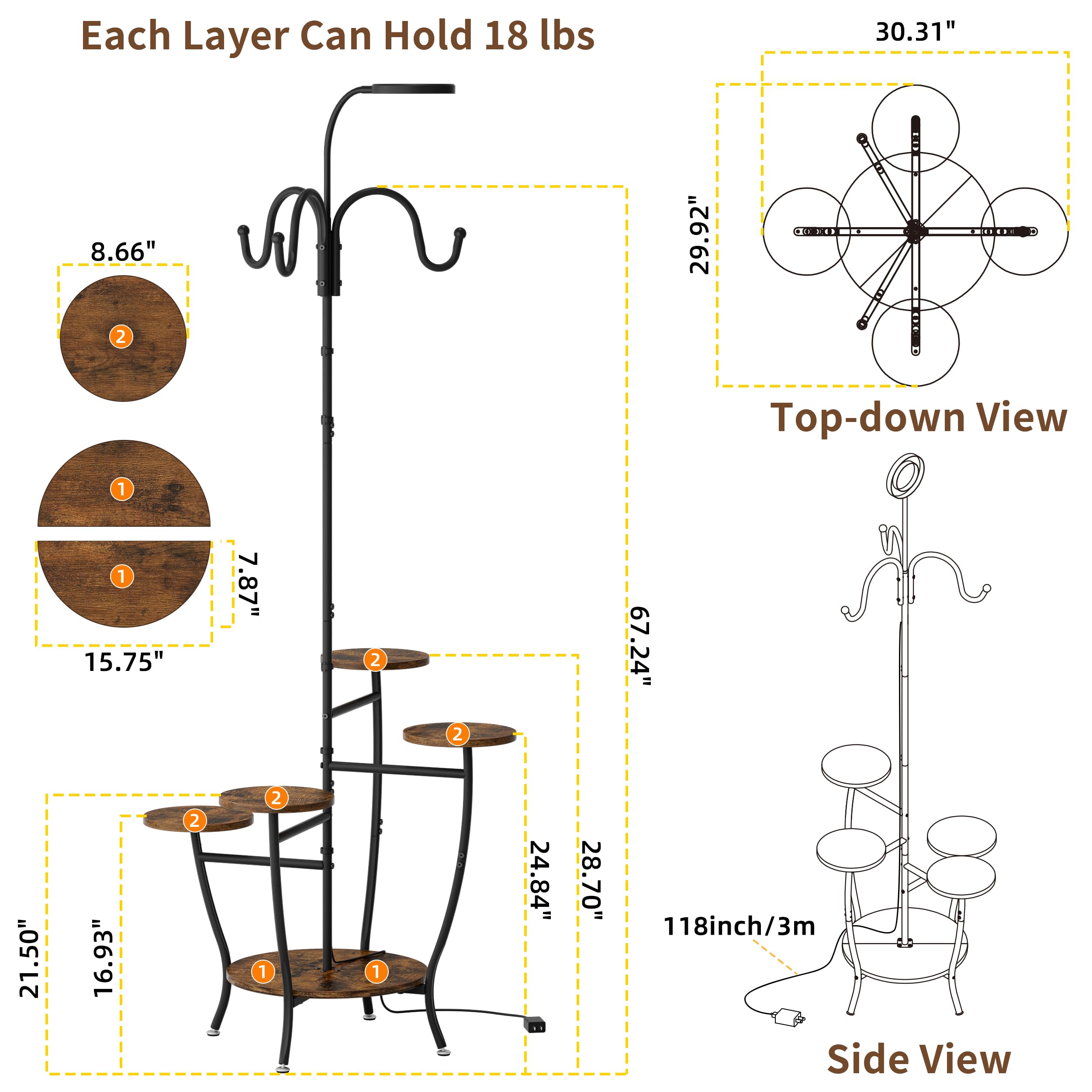 BACEKOLL indoor plant display enhances living room decor and balcony aesthetics.