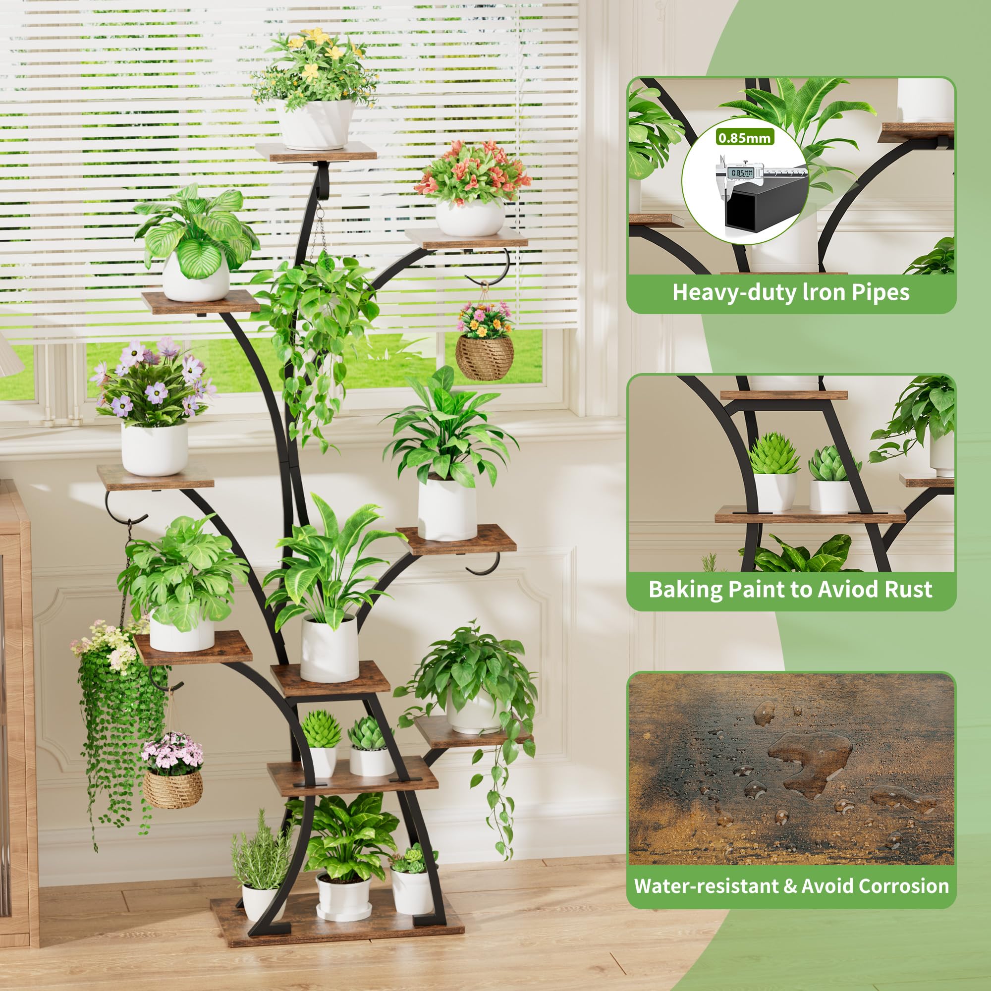 BACEKOLL tall stand showing generous shelf spacing for herbs to shrubs.