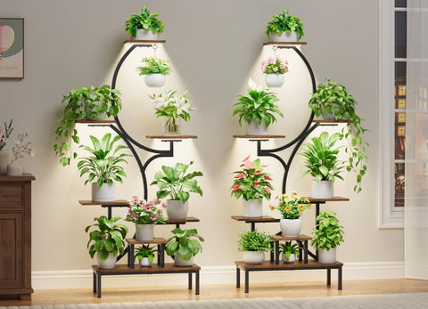 BACEKOLL 7-tier lighted rack brightening herbs and succulents indoors