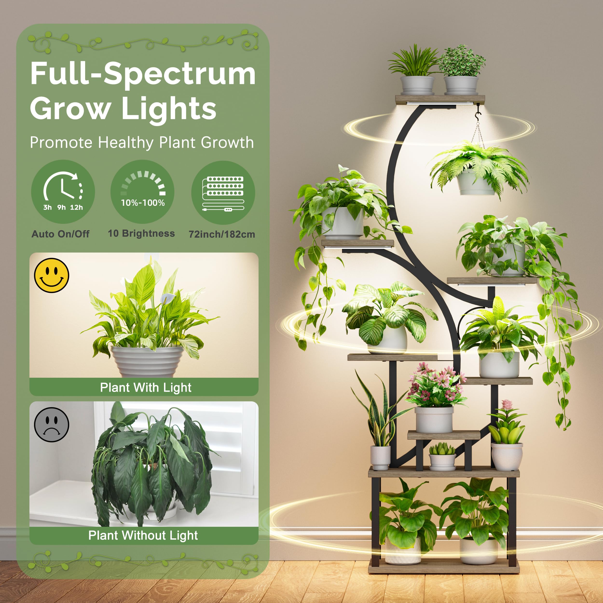 BACEKOLL 62-inch tall rack provides sturdy multi-pot display.
