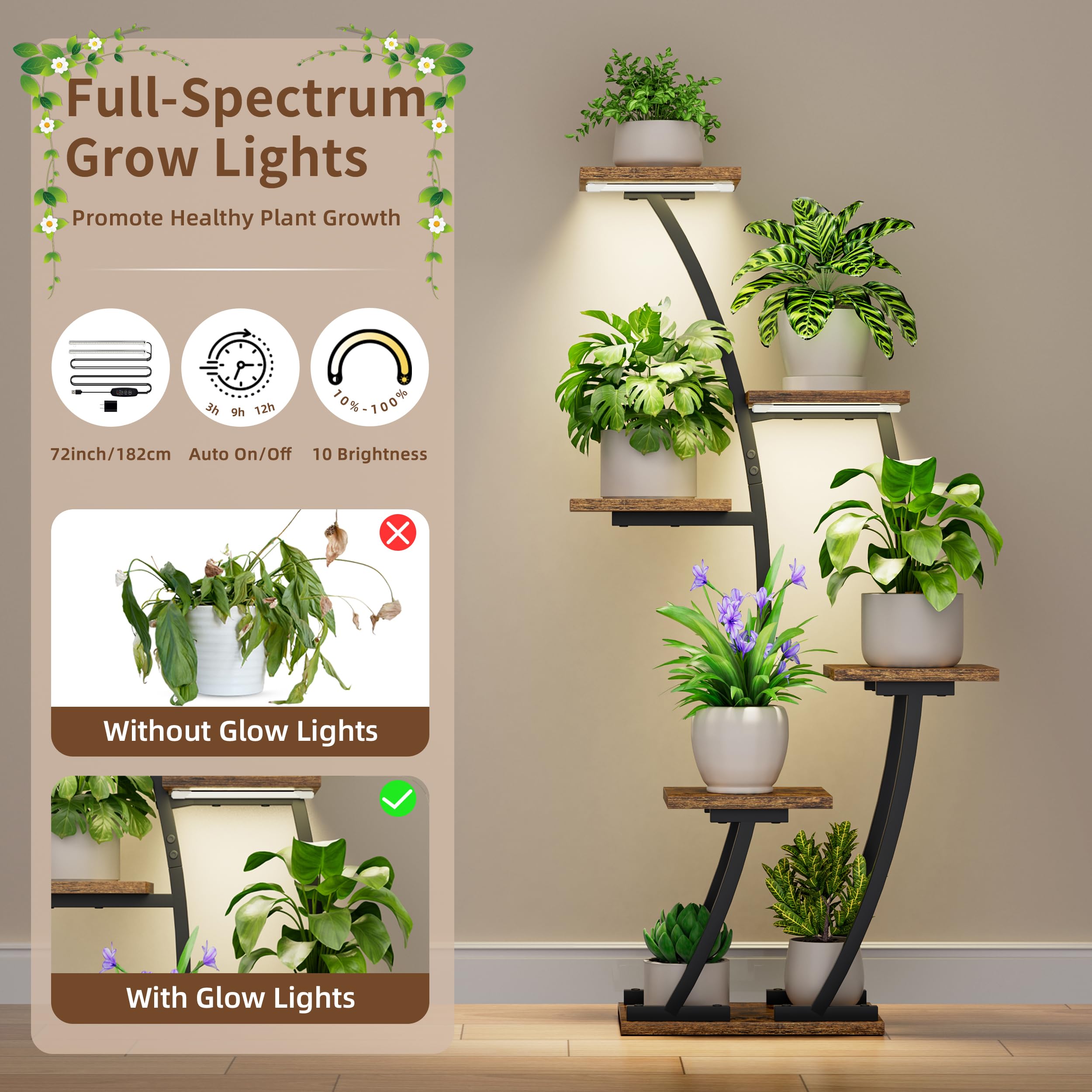 BACEKOLL six-tier display shelf organizes plants and decor
