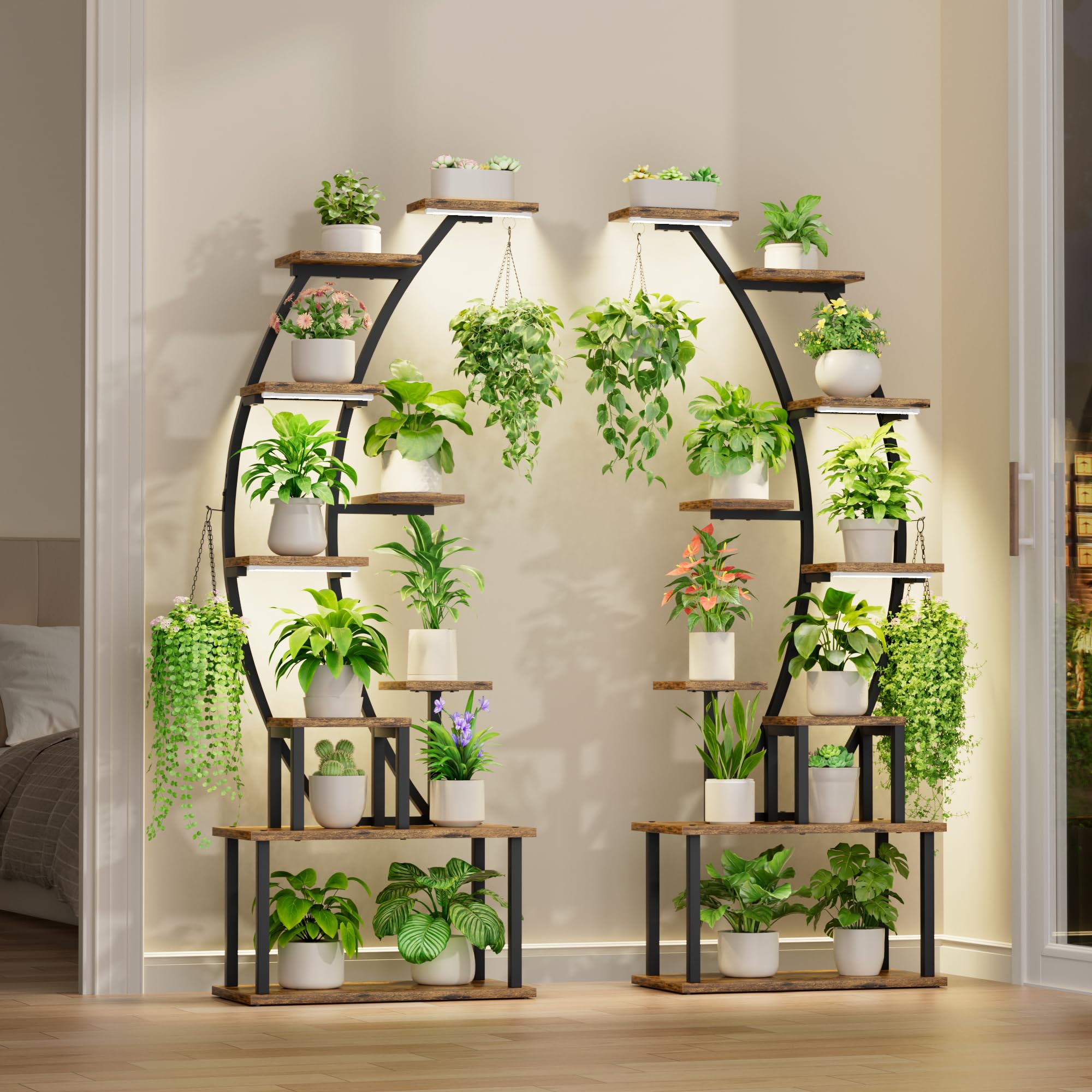 BACEKOLL sturdy iron frame with rust-resistant coating supports a large plant collection.