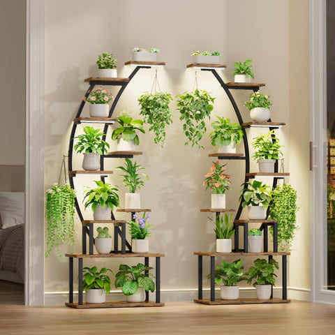BACEKOLL sturdy iron frame with rust-resistant coating supports a large plant collection.