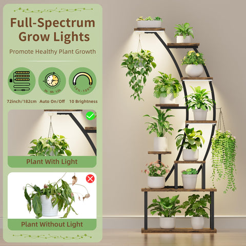 BACEKOLL three-head grow lights illuminate all levels of the stand.