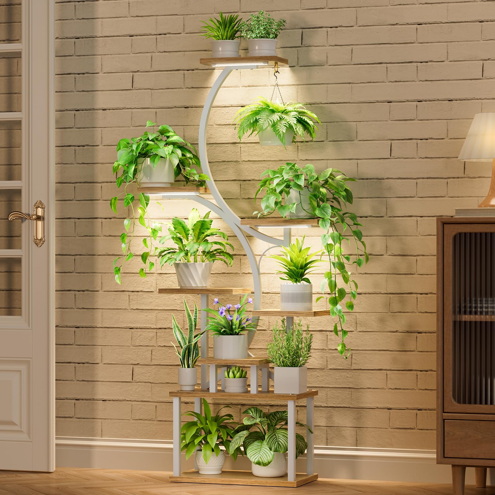 BACEKOLL three-head grow lights illuminate every tier for even plant lighting.
