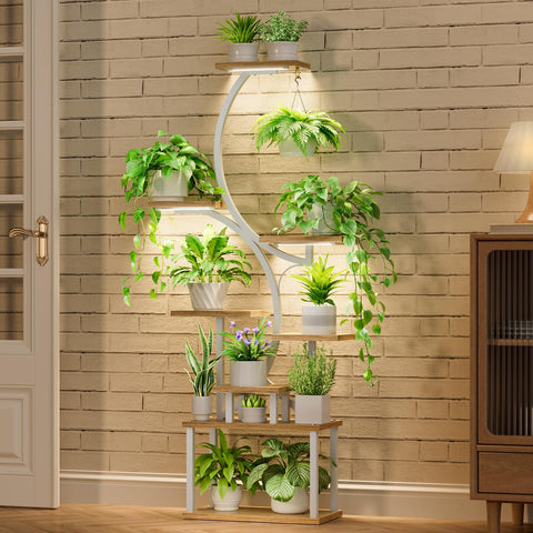 BACEKOLL three-head grow lights illuminate every tier for even plant lighting.