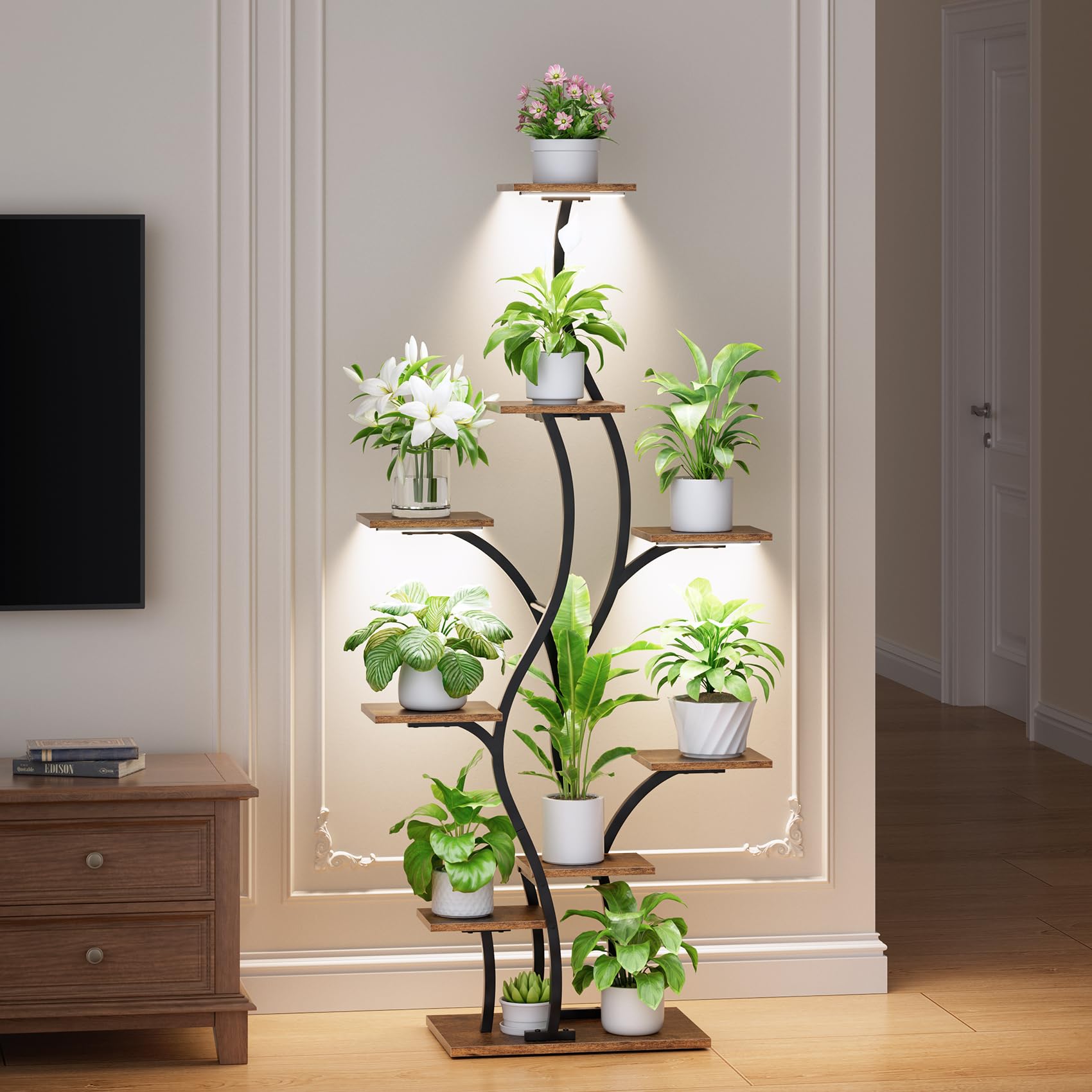 BACEKOLL integrated grow lights create a balanced microclimate for thriving foliage.
