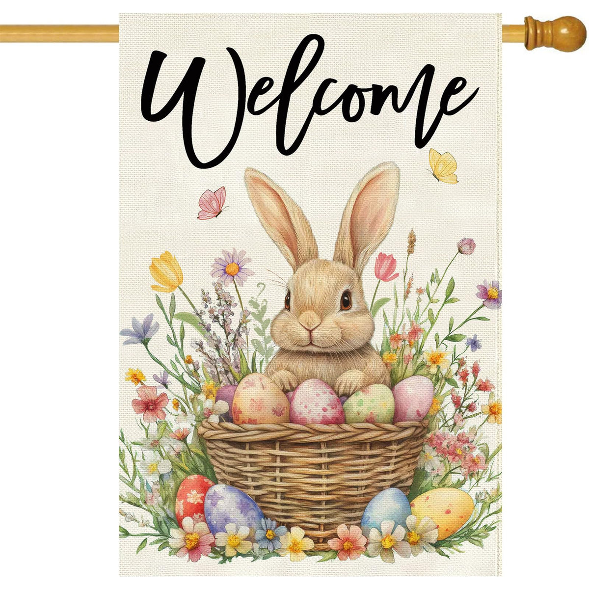 Baccessor Easter Bunny House Flag 28x40, double-sided for visibility from all angles.