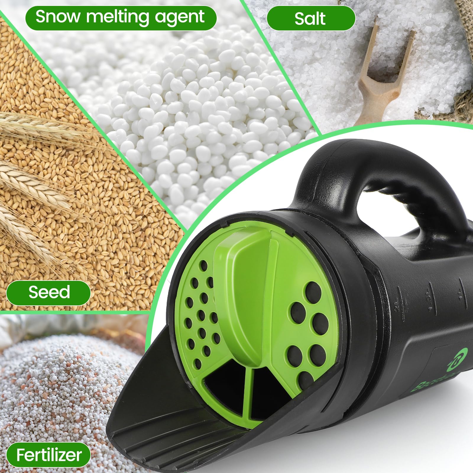 Bacetuao 80oz capacity spreader reduces refills during large areas.
