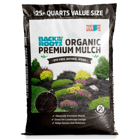 Back to the Roots mulch bag closeup showing soil texture for soil health