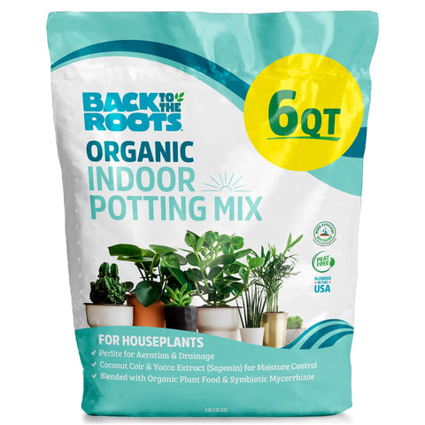 Back to the Roots 6qt potting mix bag with yucca extract for hydrated soil
