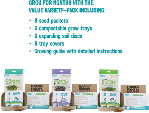 Back to the Roots broccoli microgreens harvest-ready sprouts with crisp, fresh flavor.