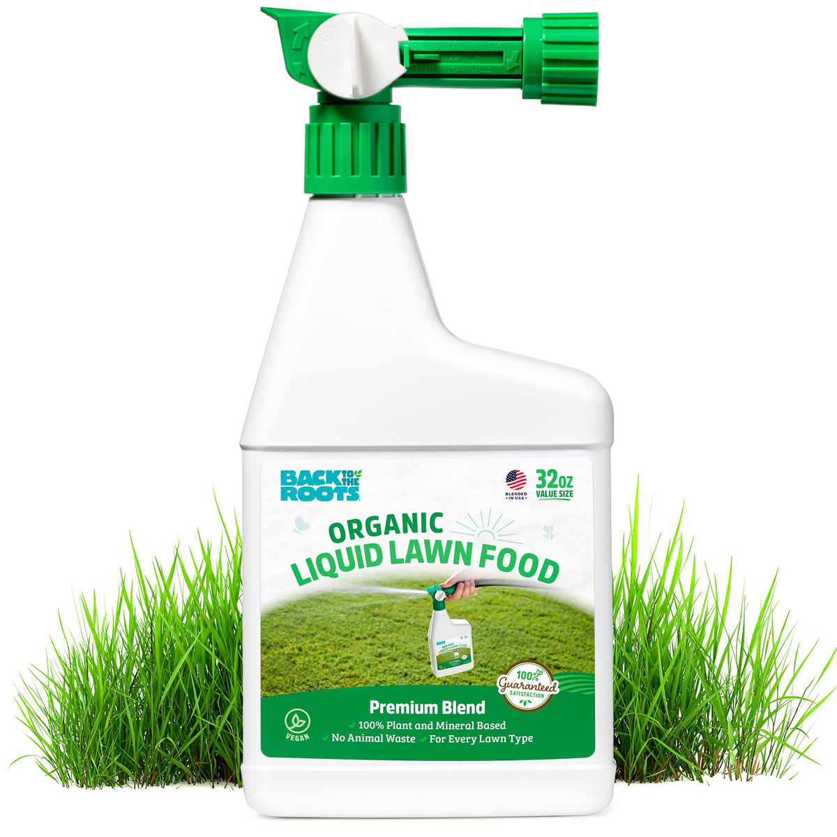 Back to the Roots liquid lawn food bottle for easy feeding and lawn vitality