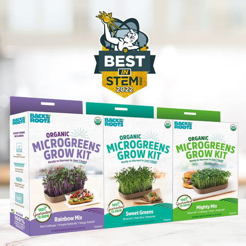 Back to the Roots microgreens kit seed packets—six varieties for vibrant, nutrient-packed greens at home.