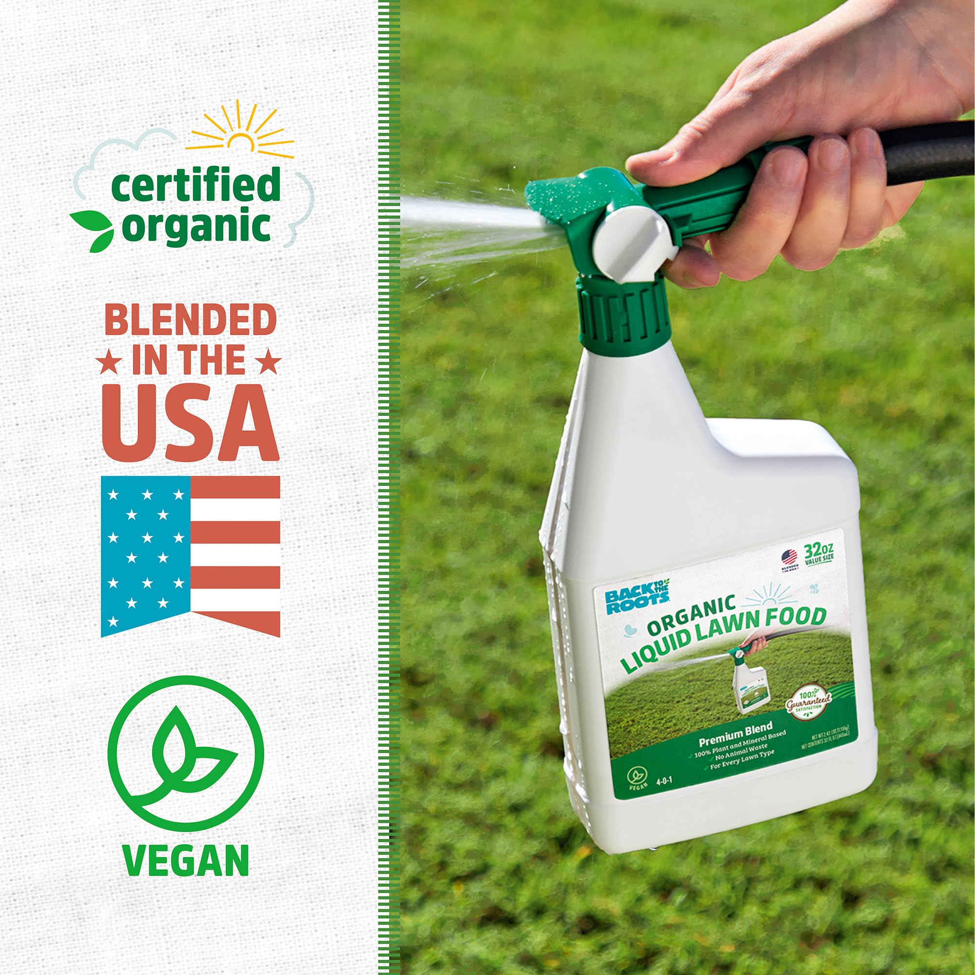 Back to the Roots organic lawn fertilizer ready-to-spray for convenient use