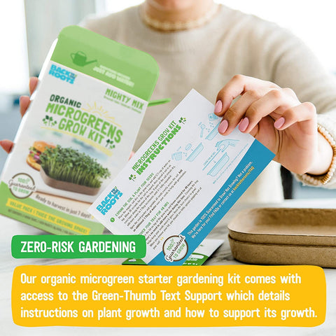 Back to the Roots organic non-GMO label—pesticide-free seeds for safe home growing.