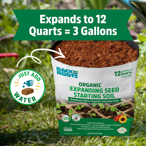 Back to the Roots organic peat-free OMRI seed starting mix supports healthy root development
