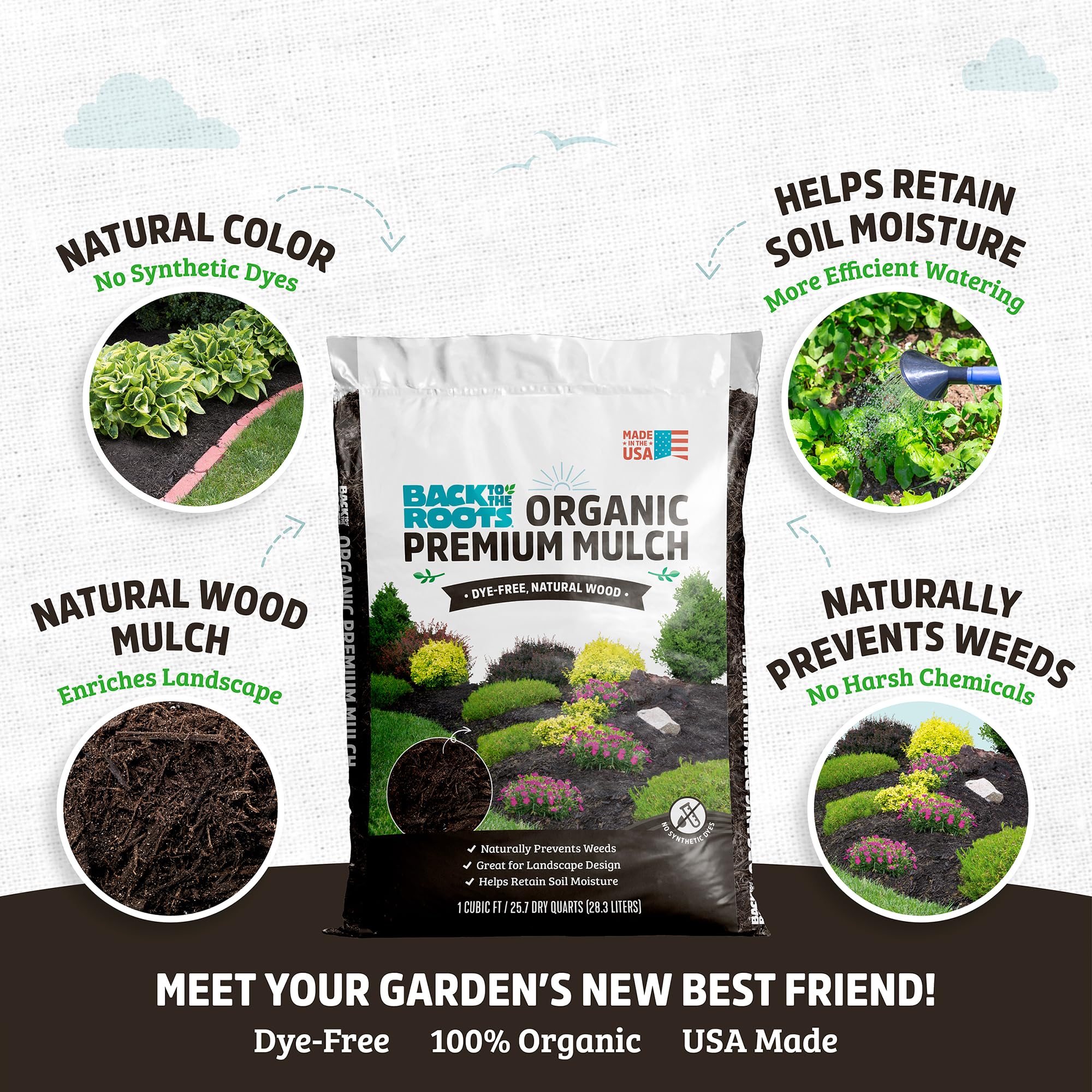 Back to the Roots organic premium mulch texture for sustainability