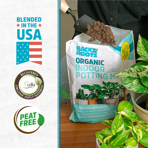 Back to the Roots potting mix texture closeup reveals soil structure promoting even moisture