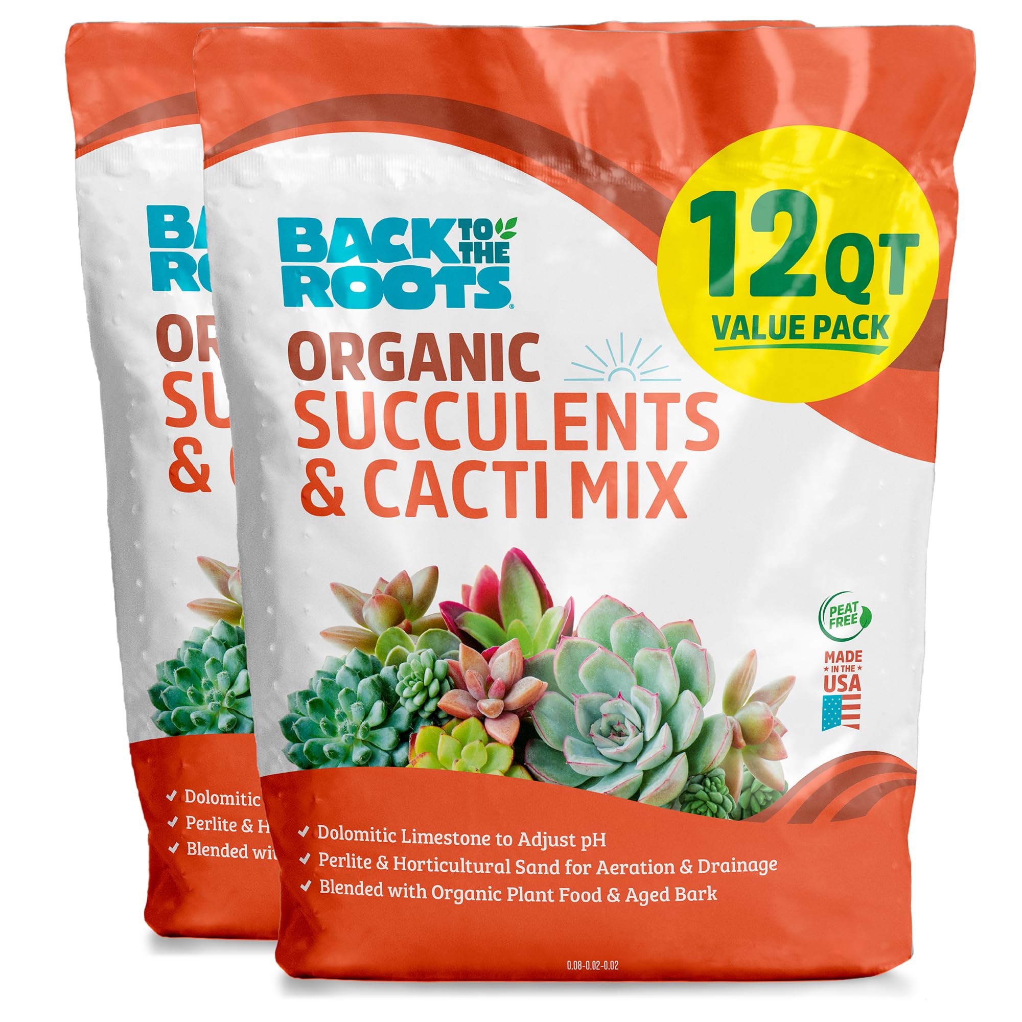 Back to the Roots succulent and cactus mix bag supports healthy root growth for thriving plants.