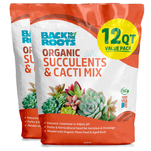 Back to the Roots succulent and cactus mix bag supports healthy root growth for thriving plants.