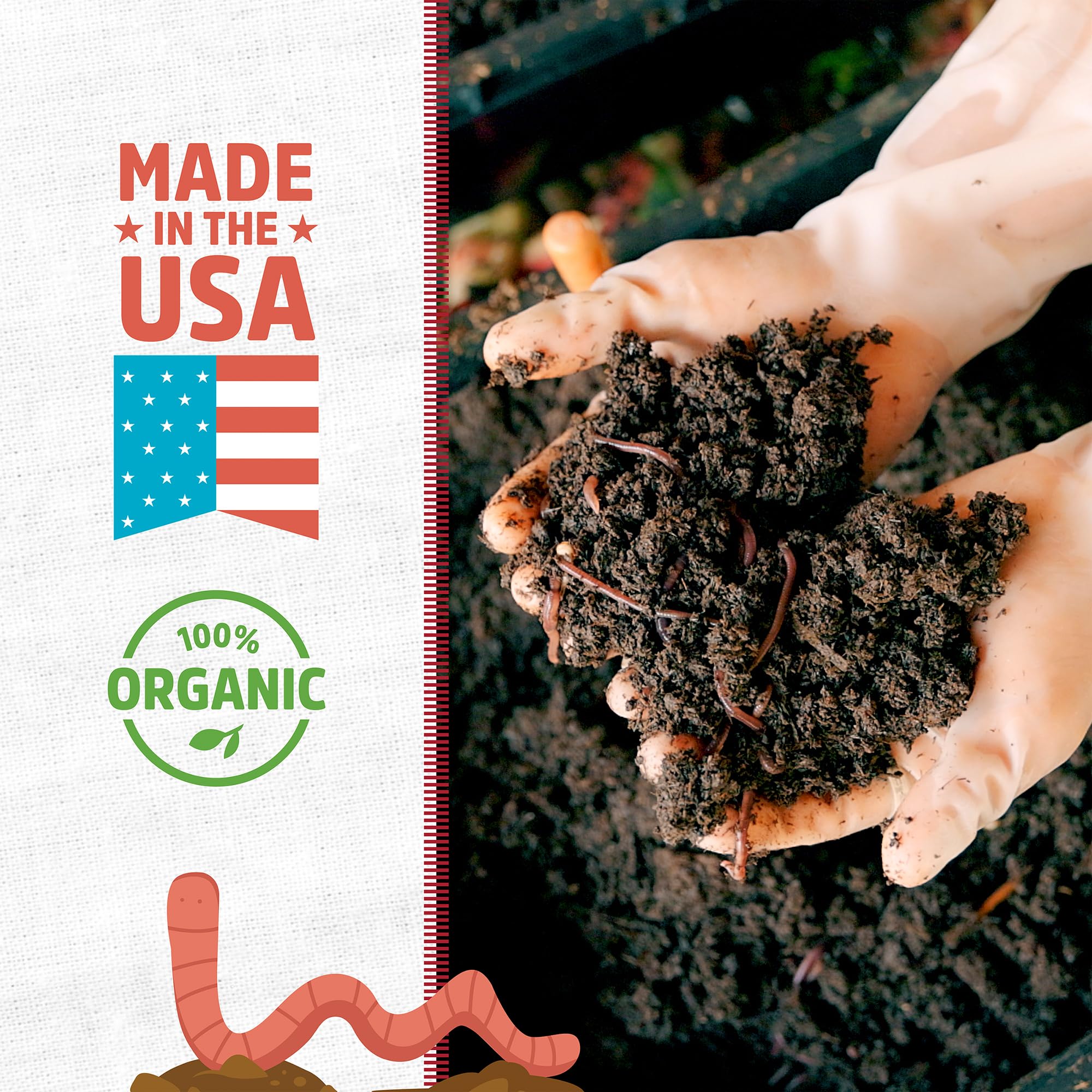 Back to the Roots vermicompost texture close-up highlights microbial-rich soil nourishment.