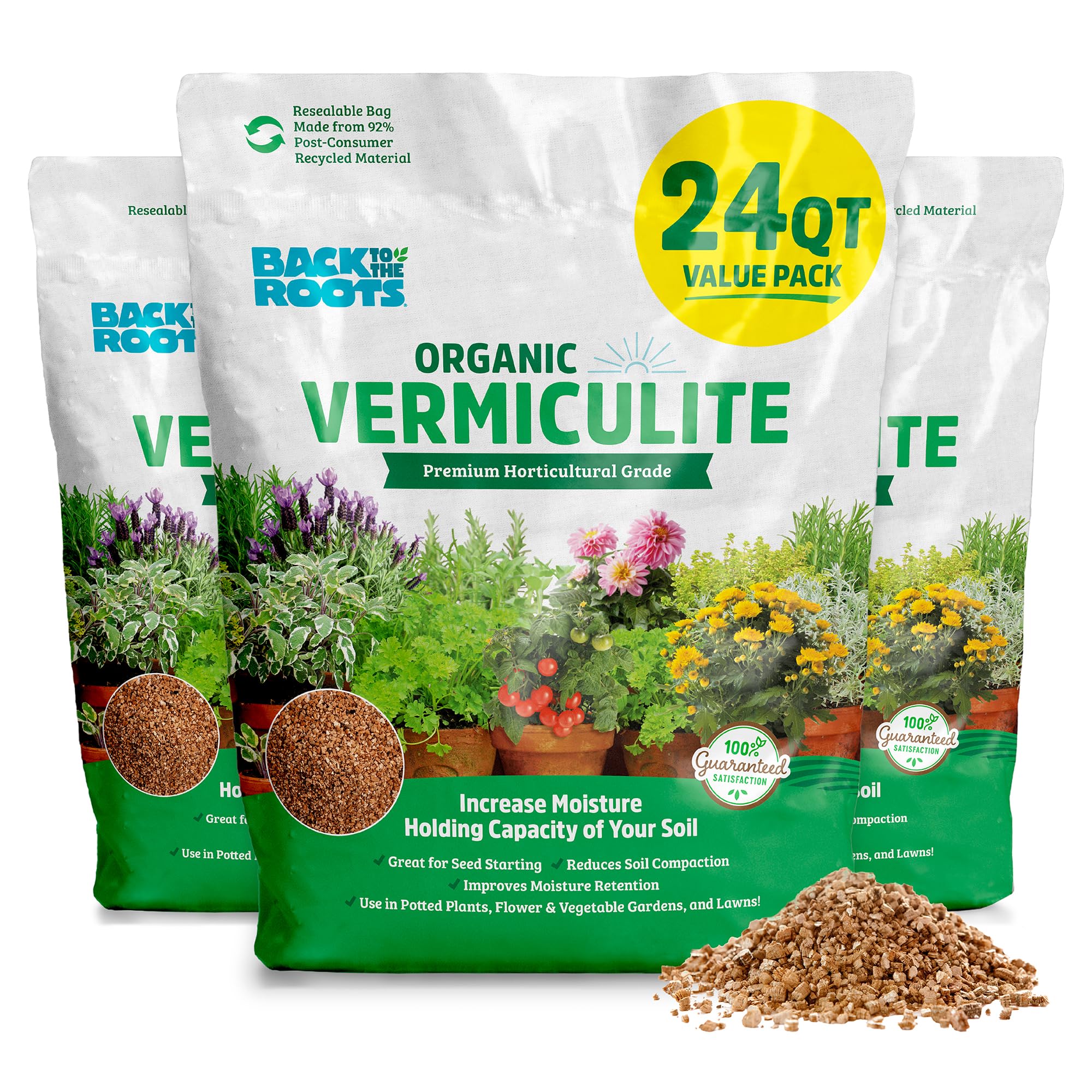 Back to the Roots vermiculite bulk bags improve soil conditioning and moisture retention for thriving plants.