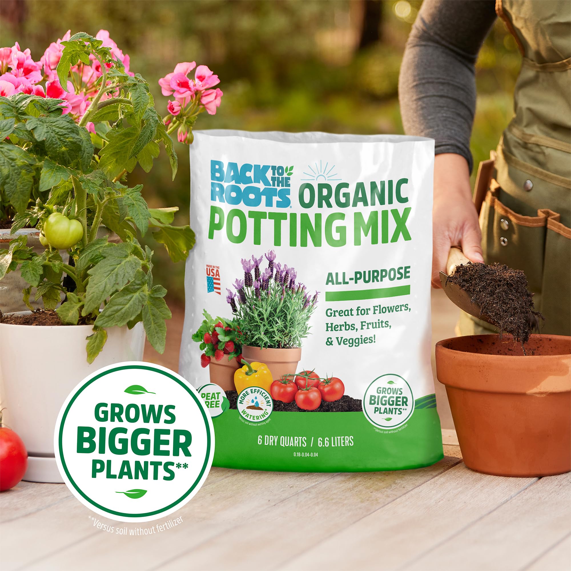Back to the Roots yucca extract moisture-control feature supports balanced watering.