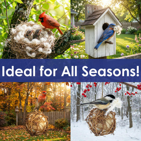 Backyard Essentials bird housing setup with the nesting ball in a natural setting.