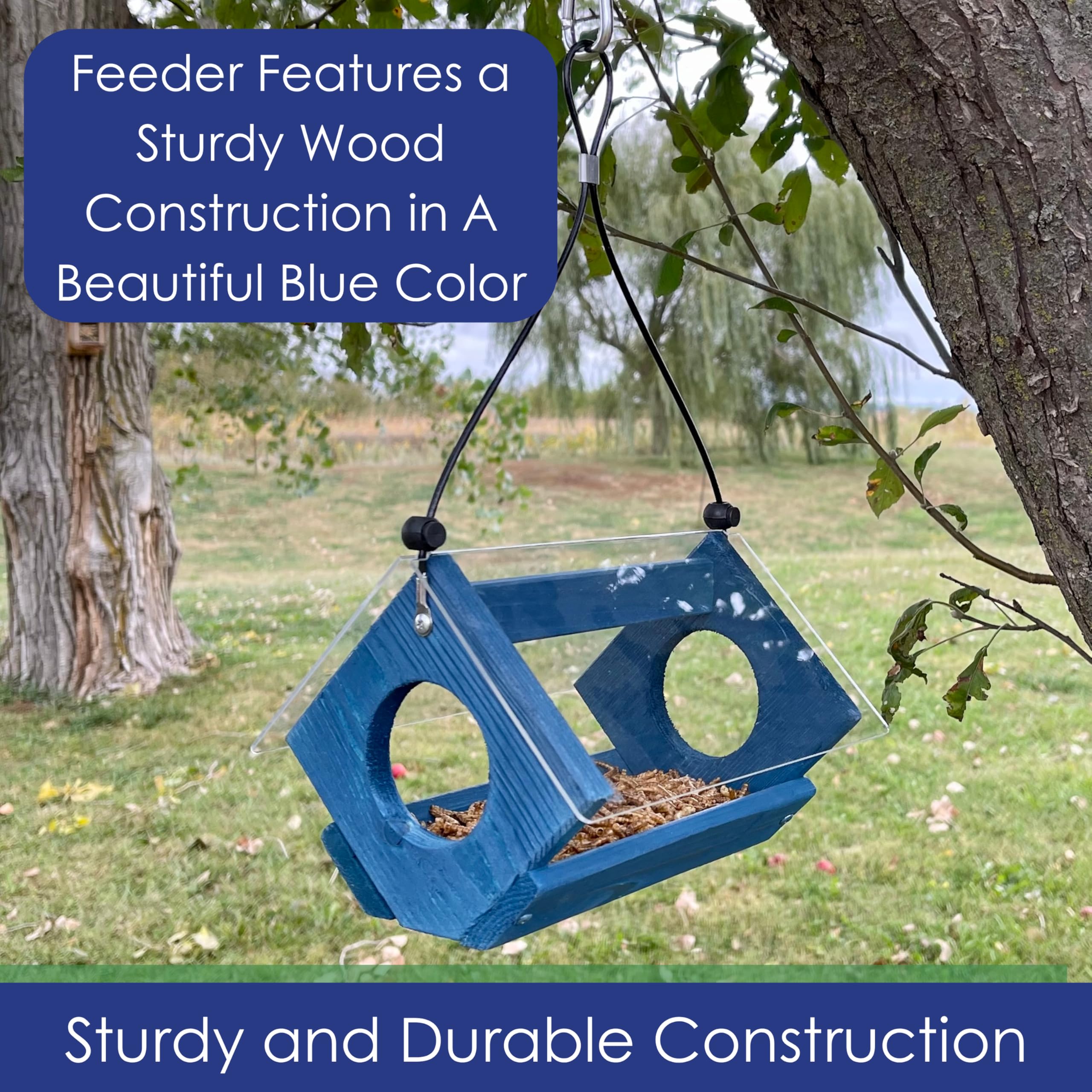 Backyard Essentials petite bluebird feeder hangs on a garden branch or patio