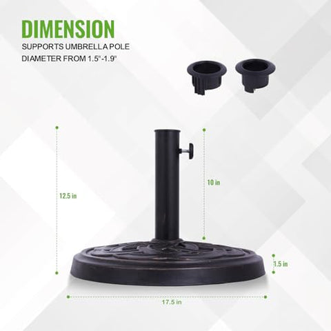 Backyard Expressions antiqued bronze finish umbrella base adds timeless patio style.