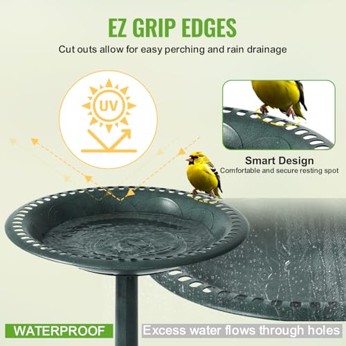 Backyard Expressions bird bath close-up showing a smooth basin surface for easy cleaning.