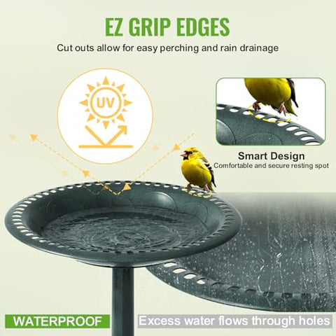 Backyard Expressions bird bath close-up showing a smooth basin surface for easy cleaning.