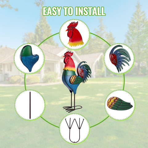 Backyard Expressions farmhouse rooster decor — complements porches, walkways, and borders.