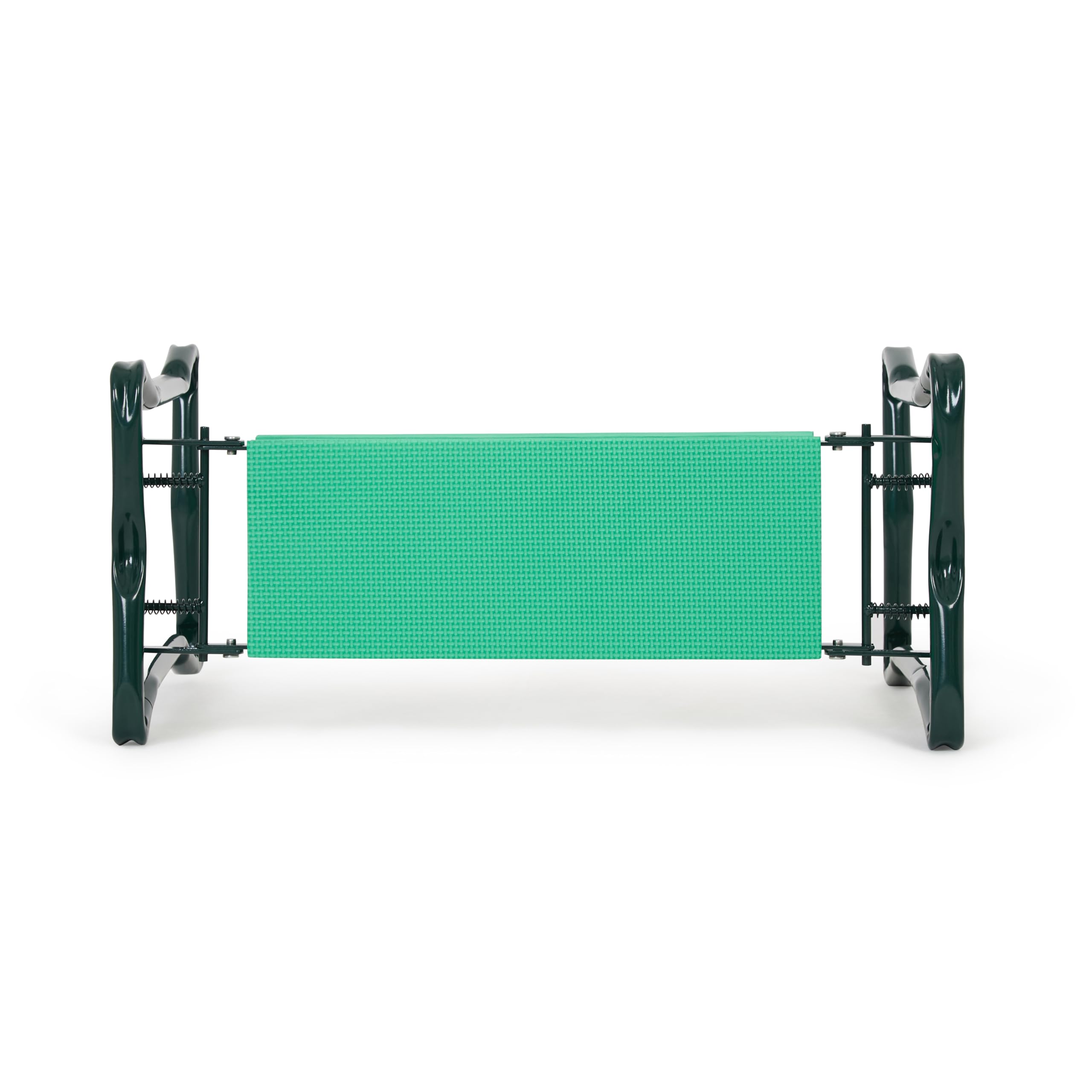 Backyard Expressions Foldable garden bench folds flat for easy storage.