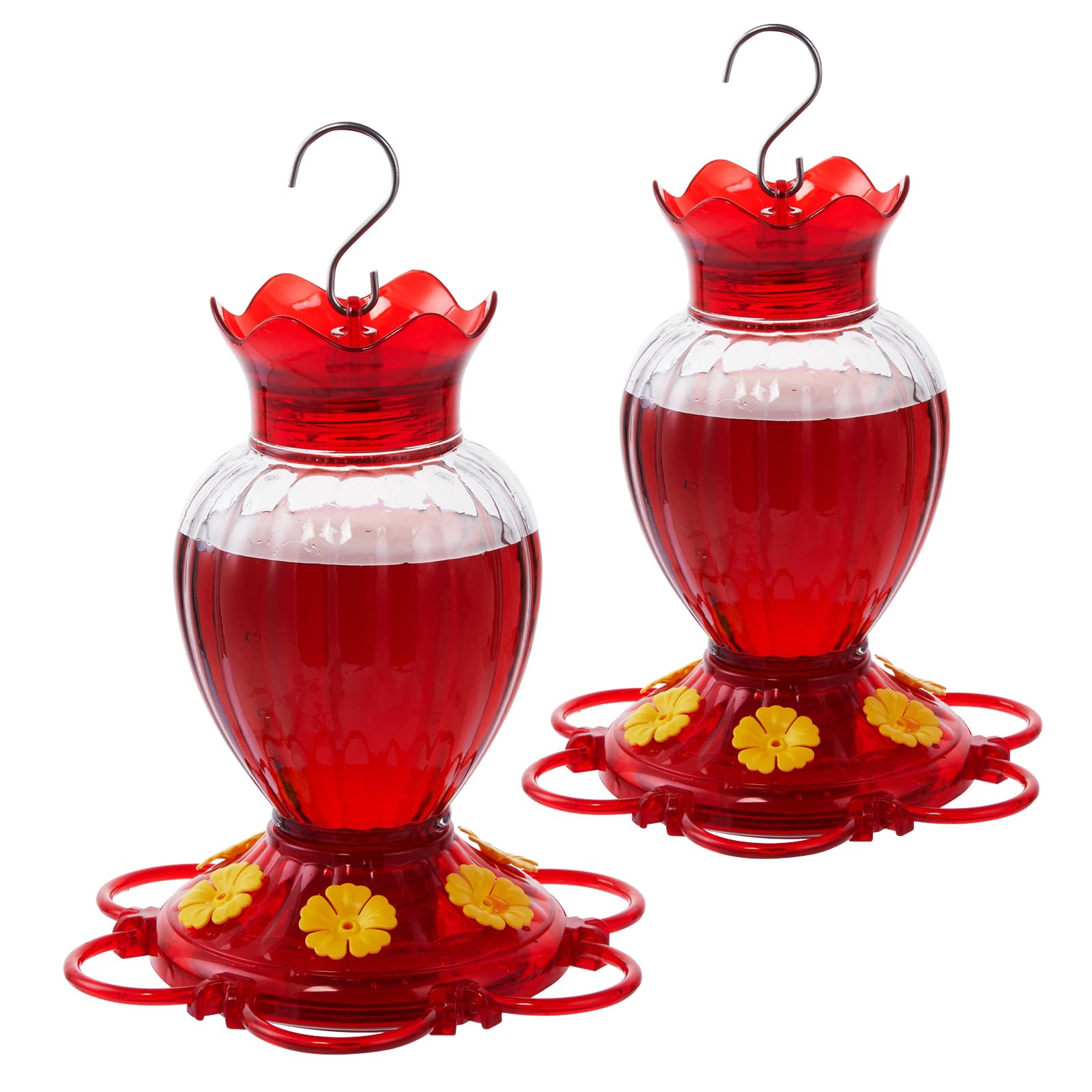 Backyard Expressions Hummingbird Feeder 20oz 2-pack top view, easy nectar filling