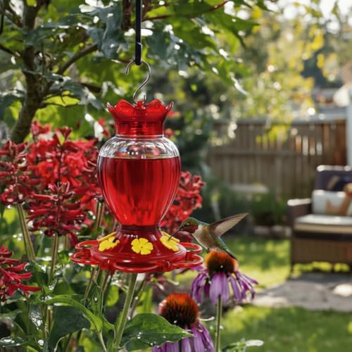 Backyard Expressions feeder with six ports attracts hummingbirds from afar