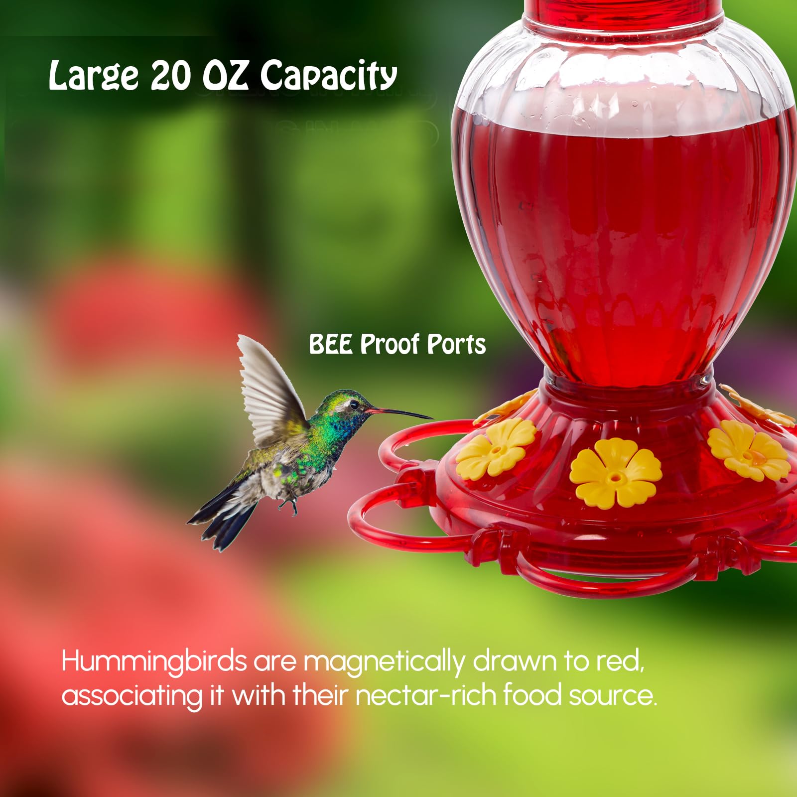 Backyard Expressions clear reservoir displays nectar level at a glance