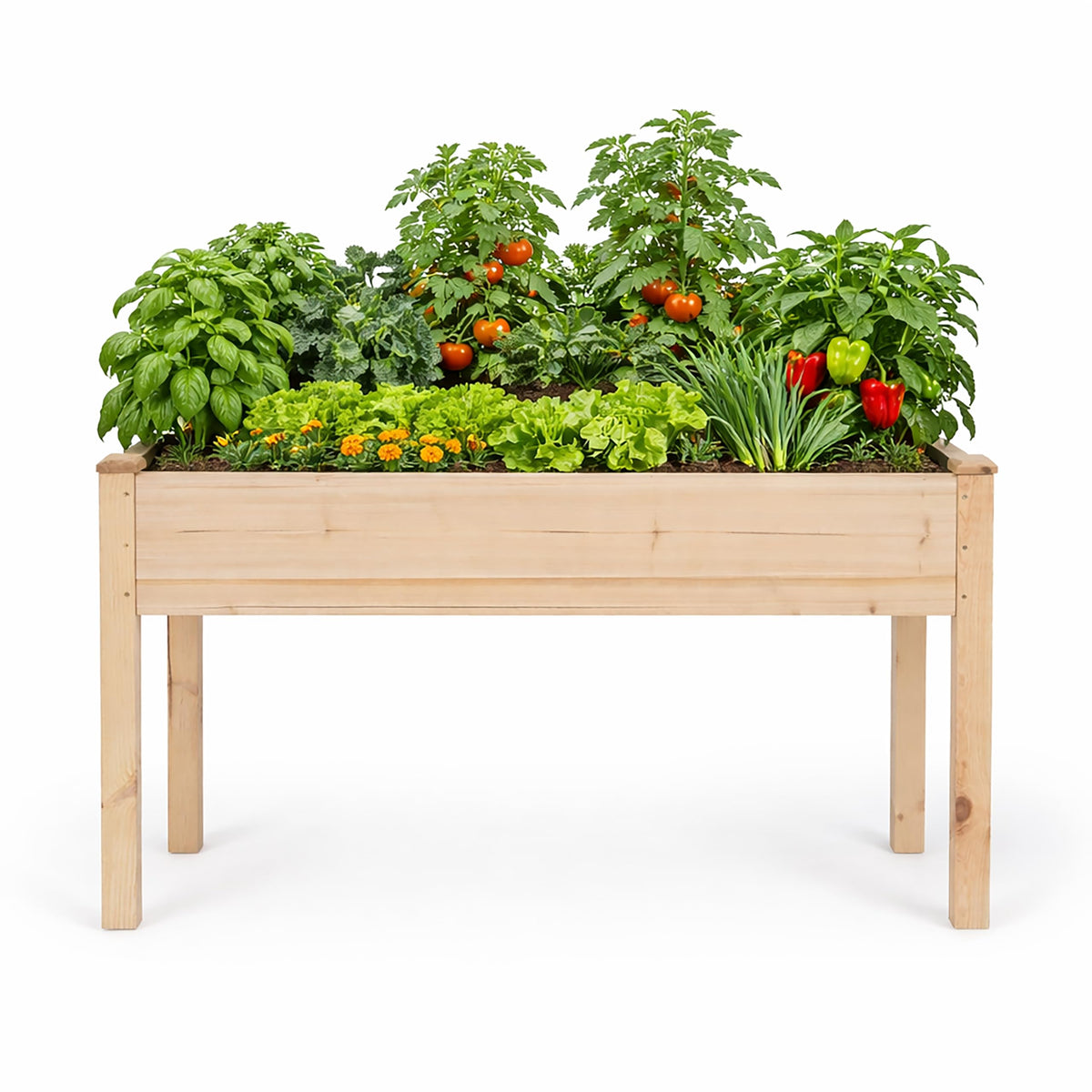 Backyard Expressions wooden raised garden bed front view highlighting sturdy outdoor construction.
