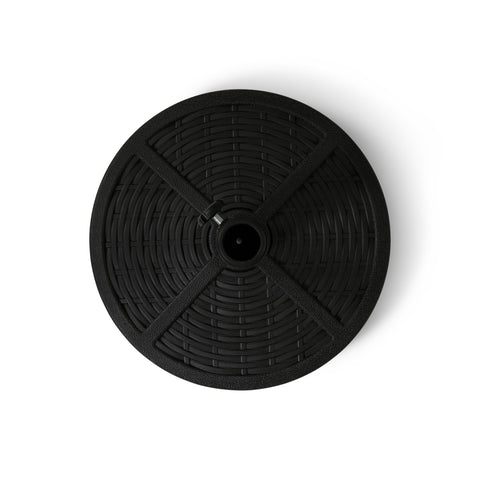 Backyard Expressions umbrella base fits 1.5–2 in poles with secure knob