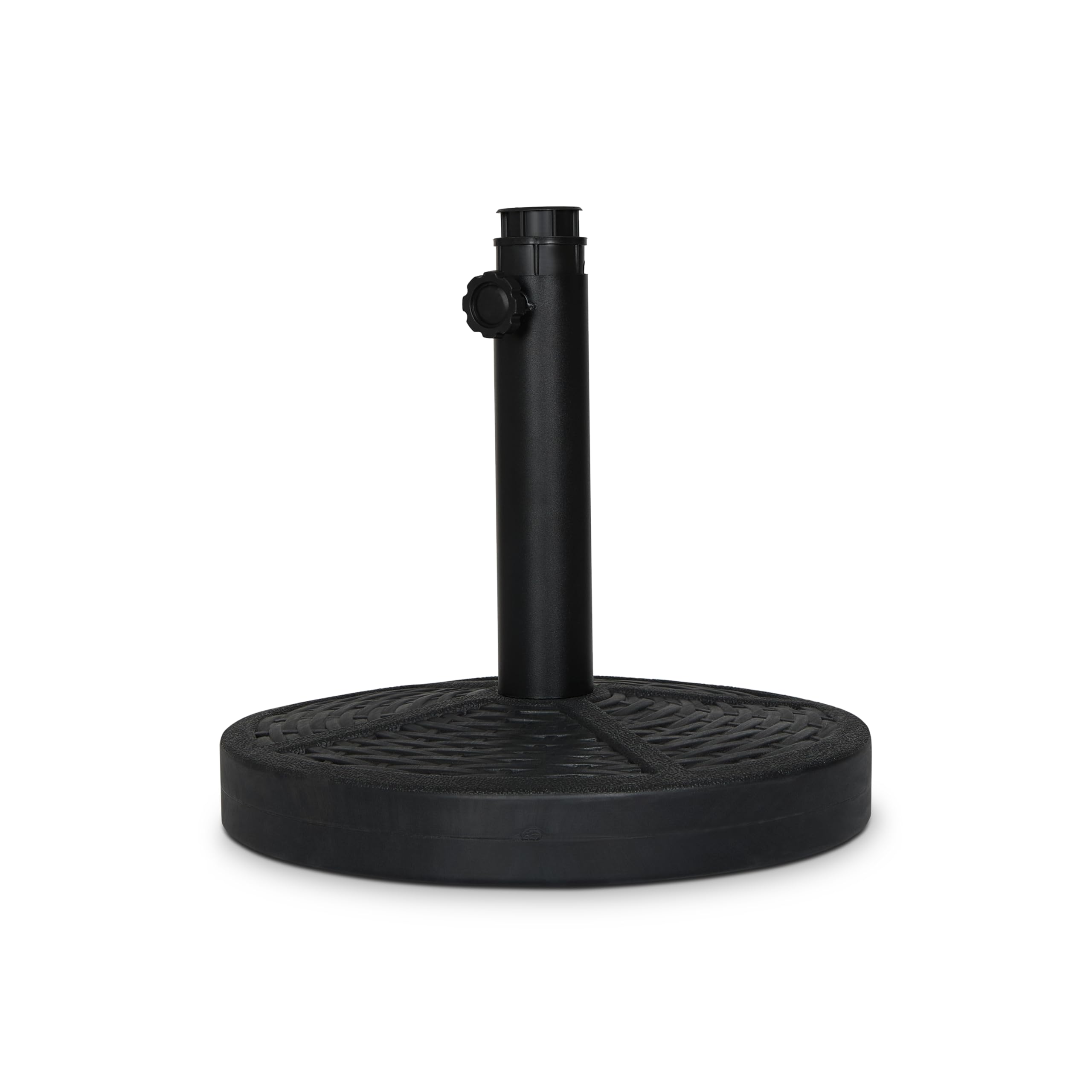 Backyard Expressions umbrella base resin-coated finish resists outdoor wear