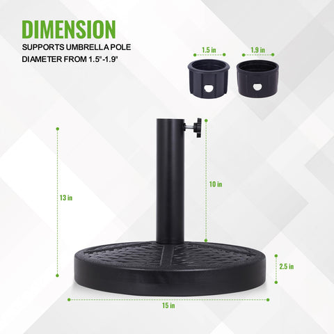 Backyard Expressions umbrella base stone-core design supports steady shade setups