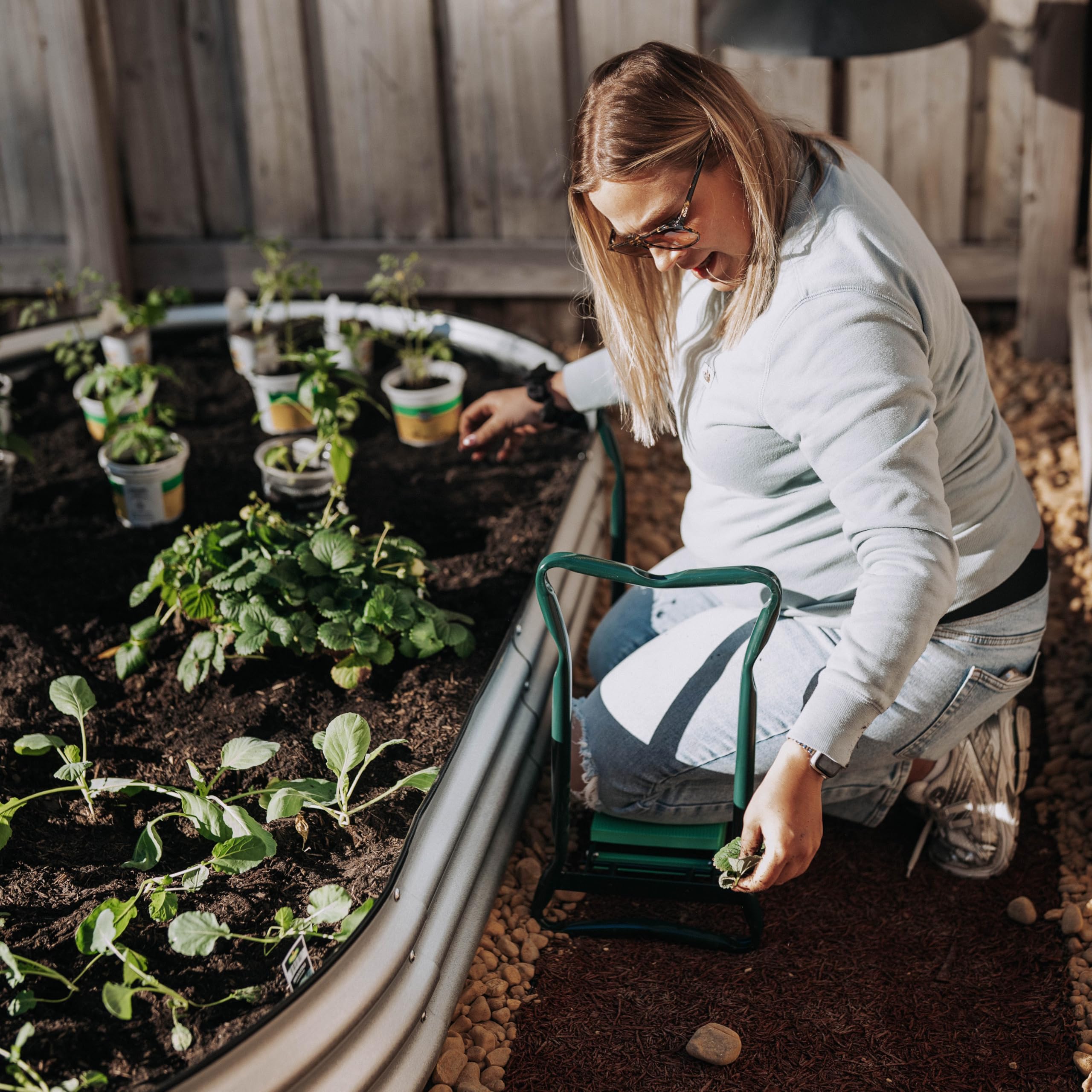 Backyard Expressions Versatile tool for kneeler, stool, or resting seat in the garden.